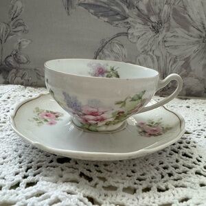 Vintage Floral Teacup and Saucer Set